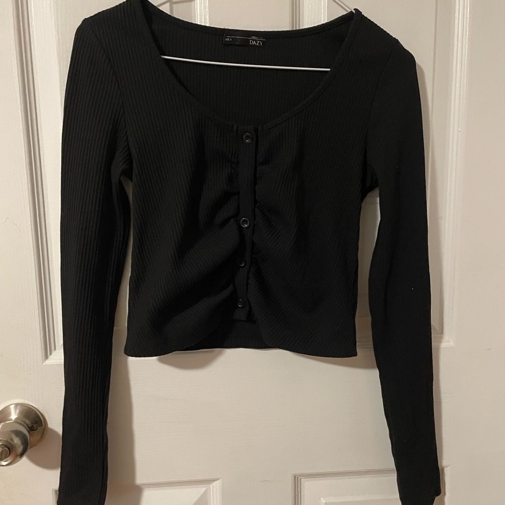 Black Button-Up Top with long sleeves